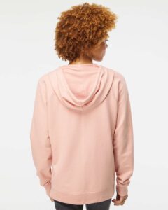 Independent Trading Co. SS1000Z Unisex Icon Lightweight Loopback Terry Full-Zip Hooded Sweatshirt – Rose (on model back)