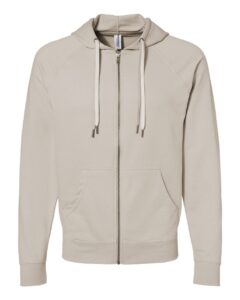 Independent Trading Co. SS1000Z Unisex Icon Lightweight Loopback Terry Full-Zip Hooded Sweatshirt – Sand