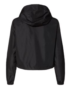 Independent Trading Co. EXP64CRP Women’s Lightweight Quarter-Zip Pullover Crop Windbreaker – Black (back)