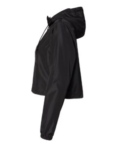 Independent Trading Co. EXP64CRP Women’s Lightweight Quarter-Zip Pullover Crop Windbreaker – Black (side)