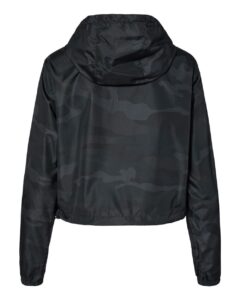 Independent Trading Co. EXP64CRP Women’s Lightweight Quarter-Zip Pullover Crop Windbreaker – Black Camo (back)