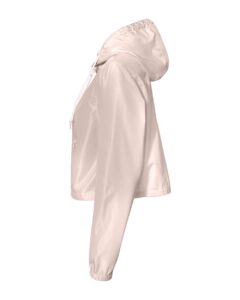 Independent Trading Co. EXP64CRP Women’s Lightweight Quarter-Zip Pullover Crop Windbreaker – Blush/ White Zipper (side)