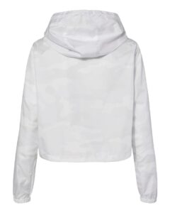 Independent Trading Co. EXP64CRP Women’s Lightweight Quarter-Zip Pullover Crop Windbreaker – White Camo (back)