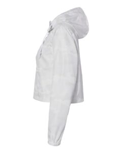Independent Trading Co. EXP64CRP Women’s Lightweight Quarter-Zip Pullover Crop Windbreaker – White Camo (side)