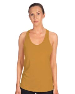Next Level 1533 Women’s Ideal Racerback Tank – Antique Gold (on model)