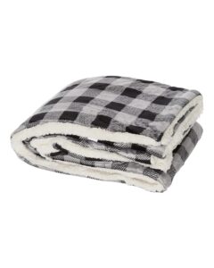 Alpine Fleece 8712 Micro Mink Sherpa Blanket – Grey/ Black Buffalo (side)