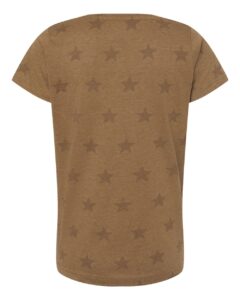 Code Five 3629 Women’s Star Print Scoop Neck Tee – Coyote Brown Star (back)