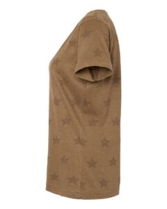Code Five 3629 Women’s Star Print Scoop Neck Tee – Coyote Brown Star (side)