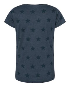 Code Five 3629 Women’s Star Print Scoop Neck Tee – Denim Star (back)
