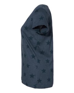 Code Five 3629 Women’s Star Print Scoop Neck Tee – Denim Star (side)