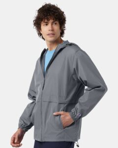 Champion CO125 Unisex Full-Zip Anorak Jacket – Graphite (on model side)