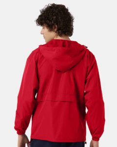 Champion CO125 Unisex Full-Zip Anorak Jacket – Scarlet (on model back)