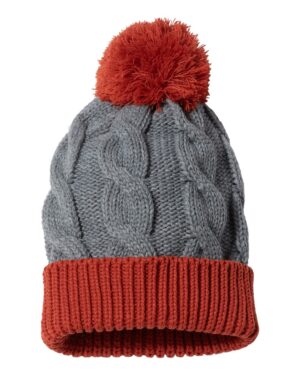 Richardson 141R Chunk Twist Cuffed Beanie – Heather Grey/ Rust