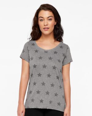 Code Five 3629 Women’s Star Print Scoop Neck Tee