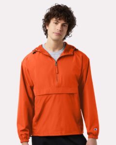 Champion CO200 Unisex Packable Anorak Jacket – Orange (on model)