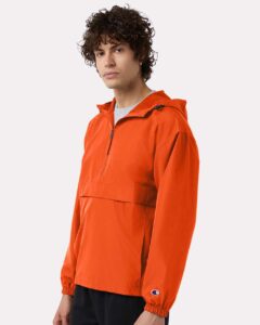 Champion CO200 Unisex Packable Anorak Jacket – Orange (on model side)