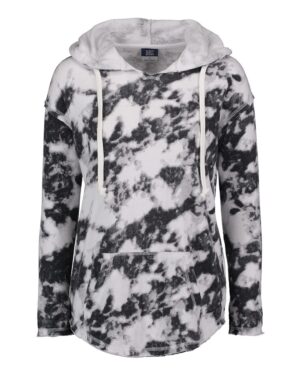 MV Sport W17122 Women’s Angel Terry Nora Pullover – Greyscale Tie Dye