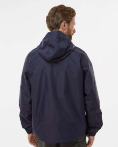 DRI DUCK 5335 Unisex Torrent Waterproof Hooded Jacket – Navy (on model back)