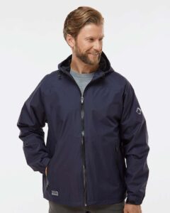 DRI DUCK 5335 Unisex Torrent Waterproof Hooded Jacket – Navy (on model)