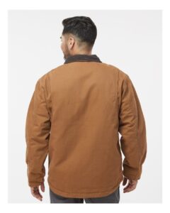 DRI DUCK 5091 Men’s Rambler Boulder Cloth Jacket – Saddle (on model back)