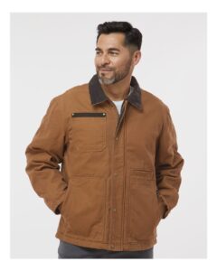 DRI DUCK 5091 Men’s Rambler Boulder Cloth Jacket – Saddle (on model)