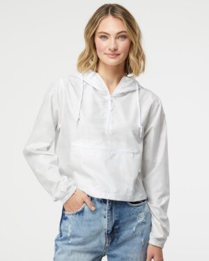 Independent Trading Co. EXP64CRP Women’s Lightweight Quarter-Zip Pullover Crop Windbreaker