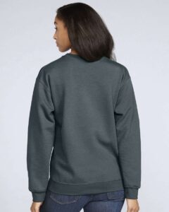 Gildan SF000 Unisex Softstyle® Midweight Crewneck Sweatshirt – Dark Heather (on model back)