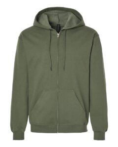 Gildan SF600 Unisex Softstyle® Midweight Full-Zip Hooded Sweatshirt – Military Green