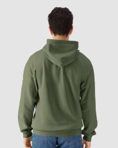 Gildan SF600 Unisex Softstyle® Midweight Full-Zip Hooded Sweatshirt – Military Green (on model back)
