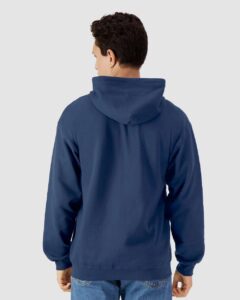 Gildan SF600 Unisex Softstyle® Midweight Full-Zip Hooded Sweatshirt – Navy (on model back)