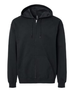 Gildan SF600 Unisex Softstyle® Midweight Full-Zip Hooded Sweatshirt – Black