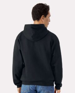 Gildan SF600 Unisex Softstyle® Midweight Full-Zip Hooded Sweatshirt – Black (on model back)