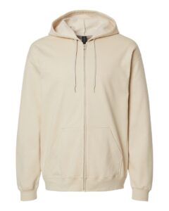 Gildan SF600 Unisex Softstyle® Midweight Full-Zip Hooded Sweatshirt – Sand