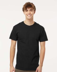 M&O 4800 Men’s Gold Soft Touch T-Shirt – Black (on model)