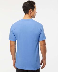 M&O 4800 Men’s Gold Soft Touch T-Shirt – Carolina Blue (on model back)