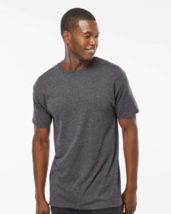 M&O 4800 Men’s Gold Soft Touch T-Shirt – Dark Heather (on model)