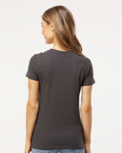M&O 4810 Women’s Gold Soft Touch T-Shirt – Charcoal (on model back)