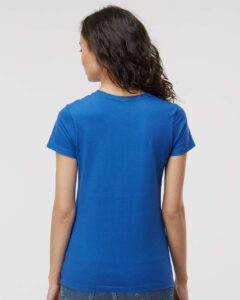 M&O 4810 Women’s Gold Soft Touch T-Shirt – Royal (on model back)