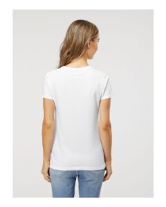 M&O 4810 Women’s Gold Soft Touch T-Shirt – White (on model back)