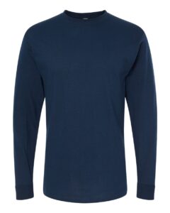 M&O 4820 Unisex Gold Soft Touch Long Sleeve T-Shirt – Deep Navy