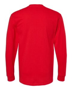 M&O 4820 Unisex Gold Soft Touch Long Sleeve T-Shirt – Deep Red (back)