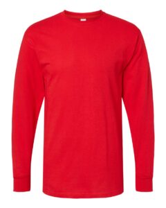 M&O 4820 Unisex Gold Soft Touch Long Sleeve T-Shirt – Deep Red