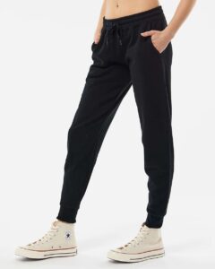 Independent Trading Co. PRM20PNT Women’s California Wave Wash Sweatpants – Black (on model side)