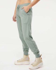 Independent Trading Co. PRM20PNT Women’s California Wave Wash Sweatpants – Sage (on model side)