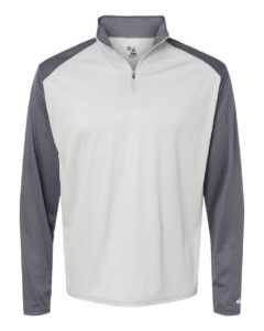 Badger 4231 Men’s Breakout Quarter-Zip Pullover – Silver/ Graphite