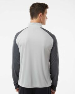 Badger 4231 Men’s Breakout Quarter-Zip Pullover – Silver/ Graphite (on model back)