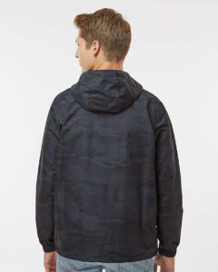 Independent Trading Co. EXP94NAW Men’s Nylon Anorak – Black Camo (on model back)