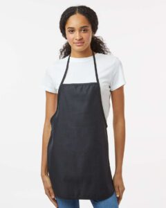 Liberty Bags 5510 Midweight Cotton Twill Butcher Apron – Black (on model)