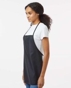 Liberty Bags 5510 Midweight Cotton Twill Butcher Apron – Black (on model side)