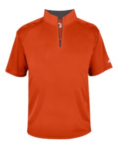 Badger 4199 Men’s B-Core Short Sleeve Quarter-Zip – Burnt Orange/ Graphite